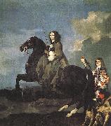 Sebastien Bourdon Queen Christina of Sweden on Horseback oil on canvas